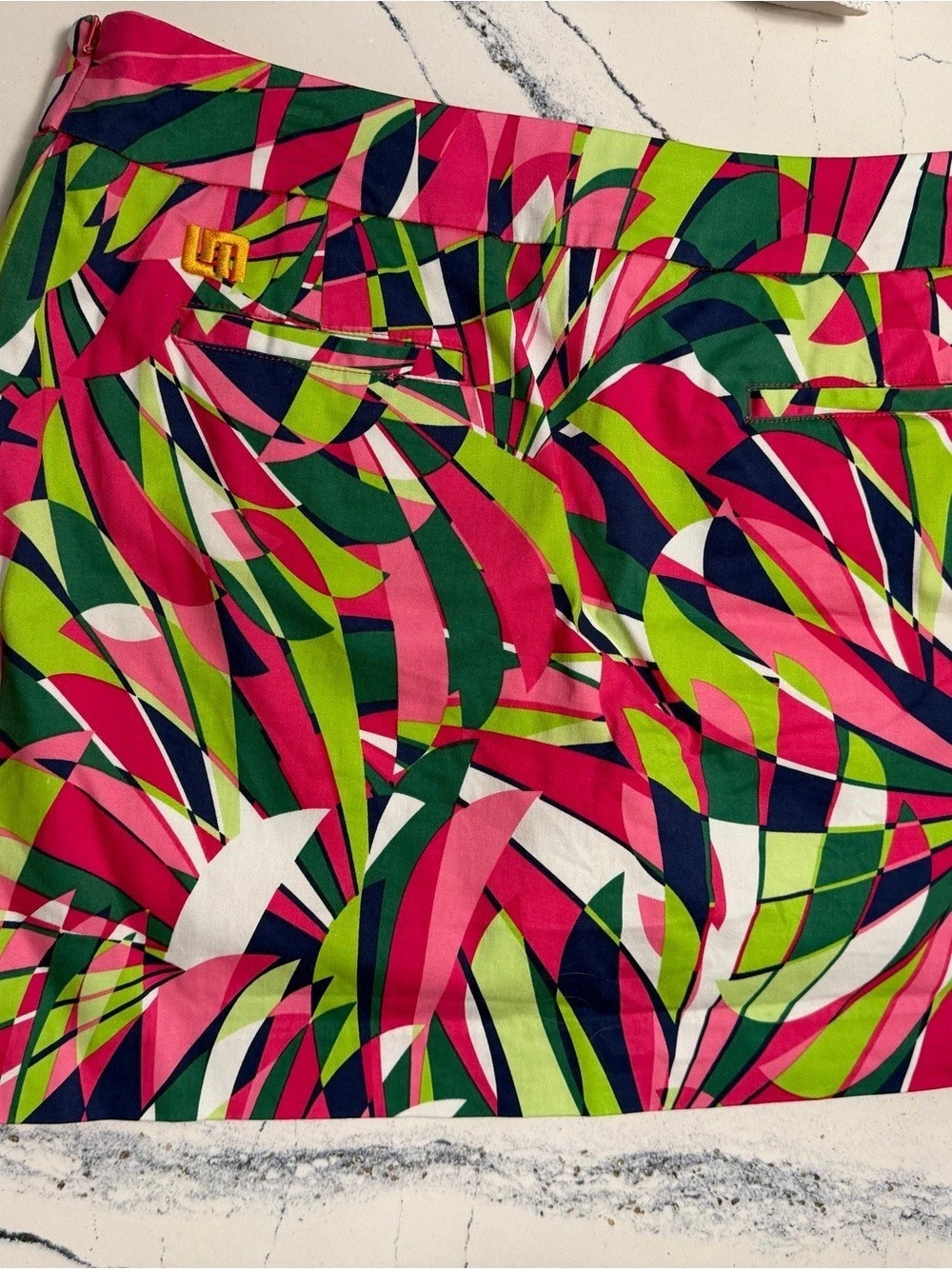 Loudmouth Women's Geometric Mini Skirt Pink & Green US 10